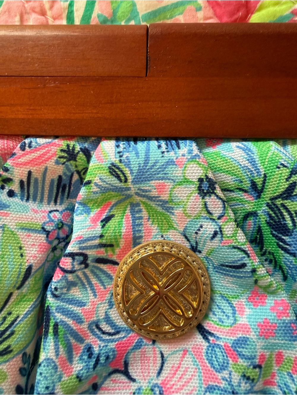 Lilly Pulitzer Floral Pleated Clutch in Aqua, Pink & Green with Gold Accent - Picture 2 of 5